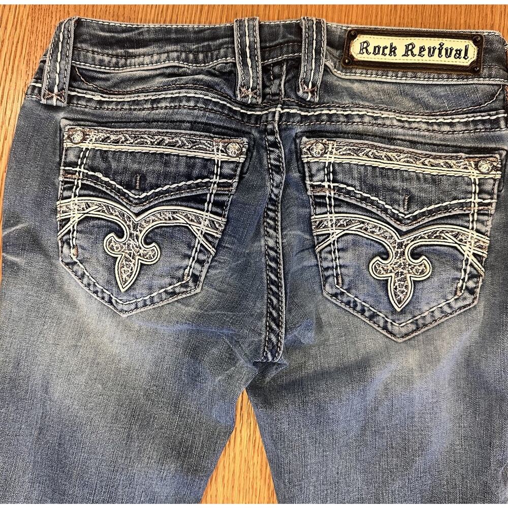Rock Revival Womens 26 Pilkin Denim Blue Boot Jeans Embroidered
